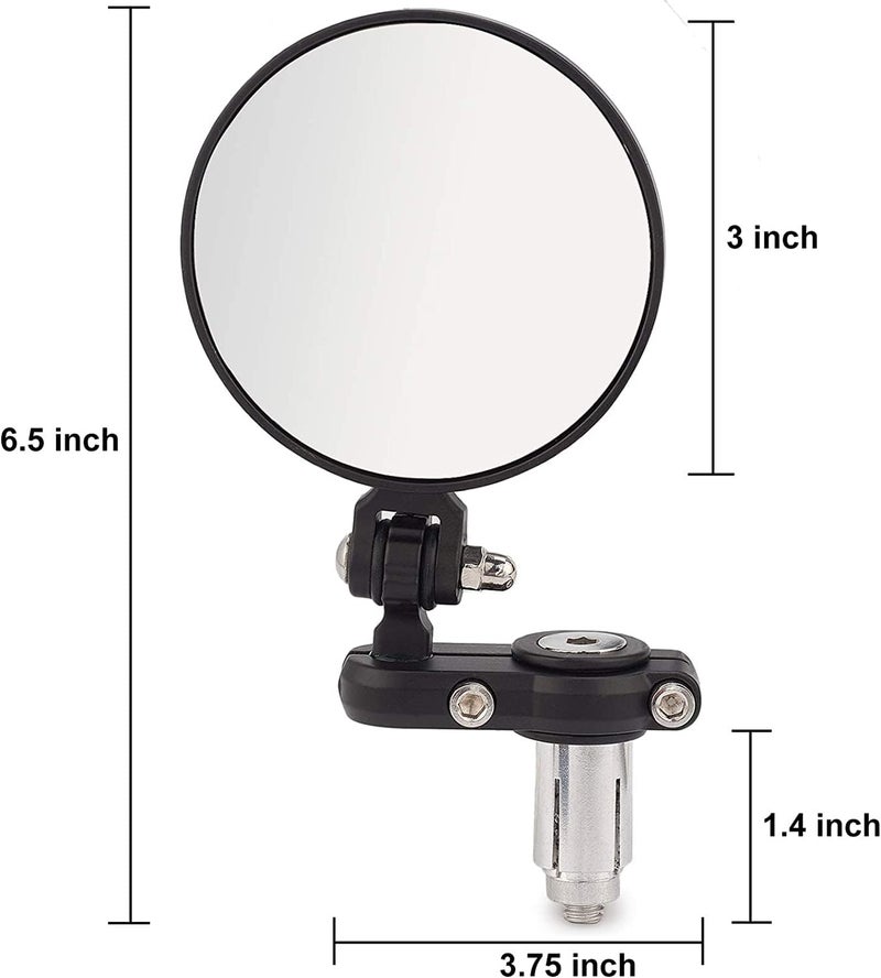 DKMOTORK 001-B Cafe Racer Mirrors Foldable Motorcycle Bar End Rear View Side Mirrors Black for 7/8 Handlebars Compatible with Street Bikes Sports Scooter Chopper Cruiser - Image 4